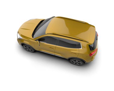 modern araba beyaz arka planda izole edildi. 3 boyutlu çizim - illüstrasyon