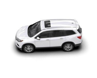 Beyaz arka planda modern beyaz şehir arabası. 3D görüntüleme - illüstrasyon