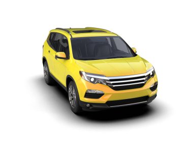 Beyaz arka planda modern şehir arabası. Gölge - 3D