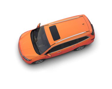 Araba turuncusu beyaz arkaplanda izole edilmiş.