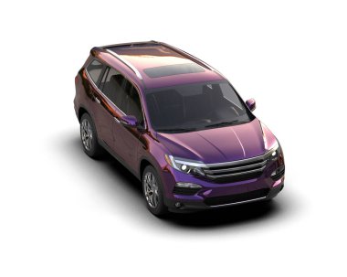 SUV arabası beyaz arka planda izole edildi. 3D görüntüleme - illüstrasyon