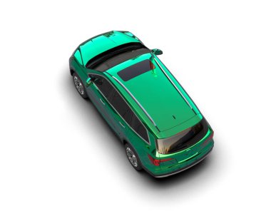 Beyaz arka planda yeşil, modern spor araba. 3d oluşturma