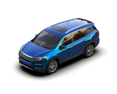 mavi modern şehir arabası - 3 d illüstrasyon