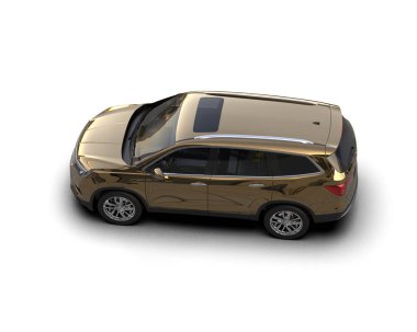 Beyaz arka planda uzun siyah grafik desenli sarı şehir minibüsü. 3d oluşturma