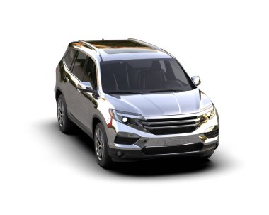 Beyaz arka planda beyaz ekranlı siyah araba, izole edilmiş.