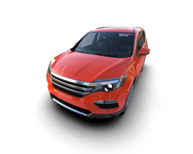 kırmızı modern SUv - 3D illüstrasyon