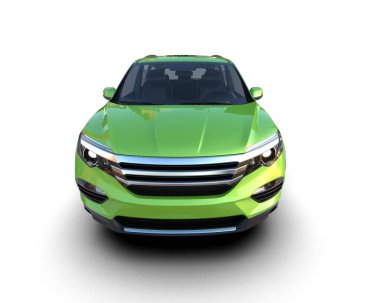 Siyah arka planı olan yeşil modern bir araba.