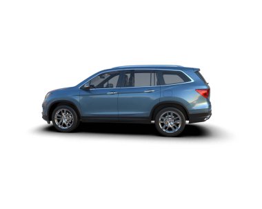 Beyaz arka planda bir araba. 3d illüstrasyon