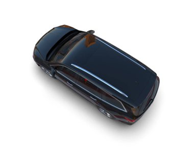 Beyaz arkaplanda 3D siyah araba görüntüsü