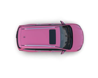 Beyaz arka planda izole edilmiş pembe modern araba.