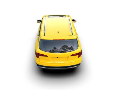 Kırpma yolu ile beyaz arka planda sarı şehir arabası