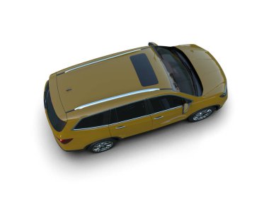 modern araba beyaz arkaplanda izole edilmiş 3 boyutlu görüntüleme