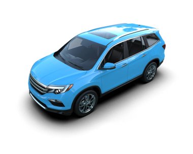 Modern mavi aile SUV - 3D görüntüleme