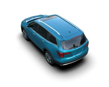 Siyah arka planı olan mavi bir araba..