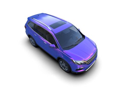 Modern şehir arabası kırpma yolu ile beyaz arka planda izole edildi. 3 Boyutlu Hazırlama.