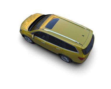 beyaz zemin üzerine sarı araba