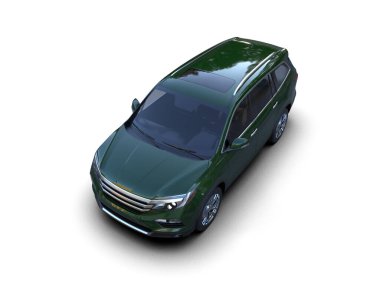 modern yeşil şehir arabası beyaz arka planda izole edildi.