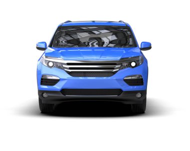 mavi araba beyaz arkaplanda izole edildi