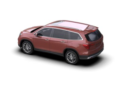 Beyaz arkaplanda 3 boyutlu daha az jenerik SUV görüntüleme