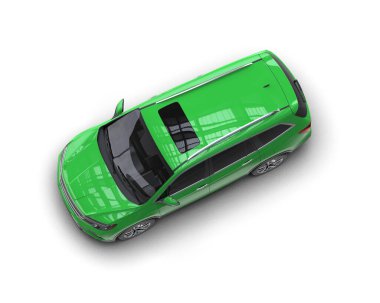 Beyaz arka planda yeşil modern araba.