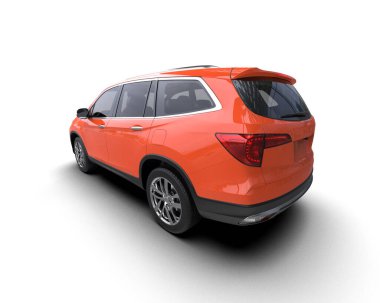 Stüdyo ortamında markasız bir SUV 'un 3 boyutlu çizimi