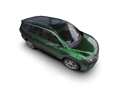 yeşil araba beyaz arkaplanda izole edildi. 3 boyutlu görüntüleme.