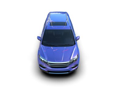 Mavi araba arka planda izole edilmiş. 3d oluşturma.