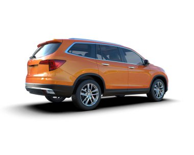 SUV arabası beyaz arka planda izole edildi. 3D görüntüleme.