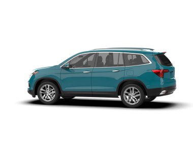 Mesajınız için beyaz arkaplanda izole edilmiş boş alanı olan 3 boyutlu bir SUv çizimi.