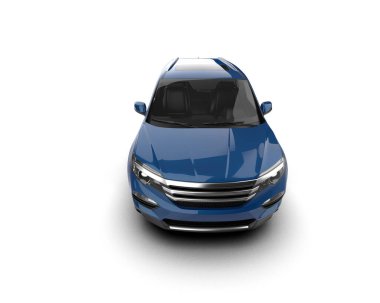 Mavi modern şehir arabası beyaz arka planda izole edilmiş. 3d oluşturma