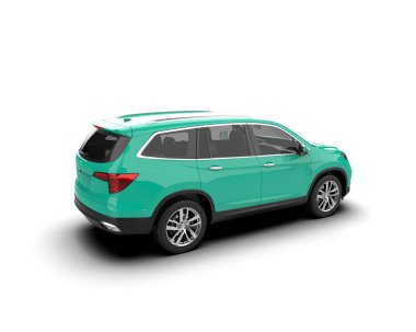 Modern mavi araba - ön manzara. 3d oluşturma.