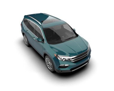 Beyaz arka planda modern SUV. 3d oluşturma.