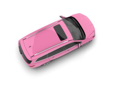 Pembe modern araba beyaz arka planda izole edilmiş - 3 boyutlu illüstrasyon