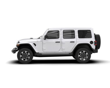 beyaz modern SUv - üstten görünüm - yan