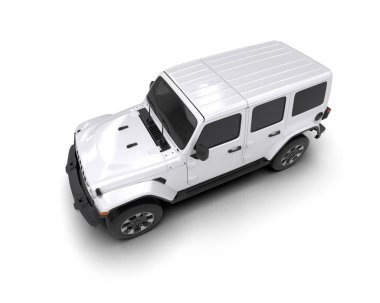 beyaz arka planda modern SUv gölgeli 3D görüntüleme