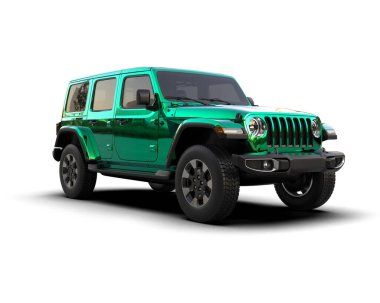 yeşil modern lüks araba - ön manzara - arka manzara