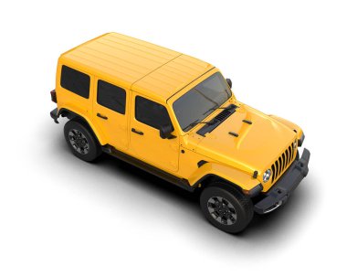 Sarı cip beyaz arka planda izole edilmiş. 3d oluşturma