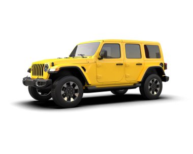 siyah modern sarı SUV - üst görünüm - ön arka görünüm - 3 boyutlu illüstrasyon