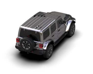 Modern araba beyaz arka planda izole edilmiş. 3d oluşturma