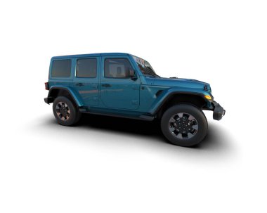 Beyaz arka planda modern bir araba. 3d illüstrasyon