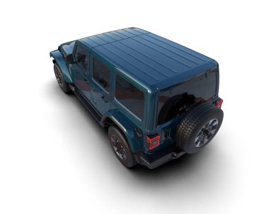 Bir markanın 3 boyutlu görüntülemesi - daha az genel SUV arabası beyaz arkaplanda izole edildi