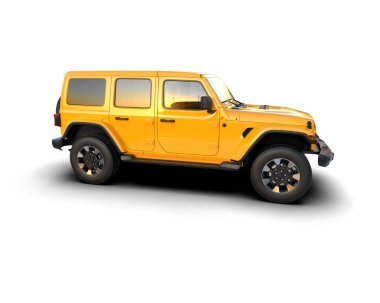 sarı modern araba beyaz arka planda izole