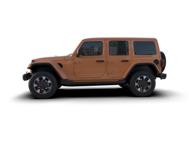 SUV beyaz yolda izole edildi. 3d oluşturma