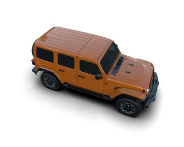 SUV aracı beyaz arka planda izole edildi. 3d oluşturma