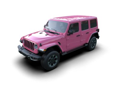 Pembe modern cip izole edilmiş. 3 boyutlu görüntüleme. resimleme