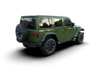 yeşil spor araba - üst görünüm - 3 boyutlu görüntüleme