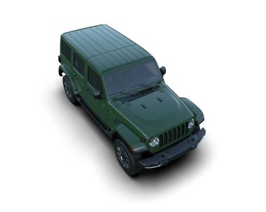 modern yeşil spor SUV araba - üst görünüm