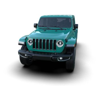 Beyaz arkaplanda yeşil cip izole edildi