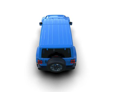 Beyaz arkaplanda mavi araba