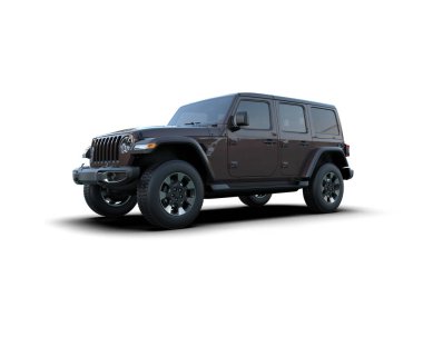 Beyaz arka planda siyah SUV arabası